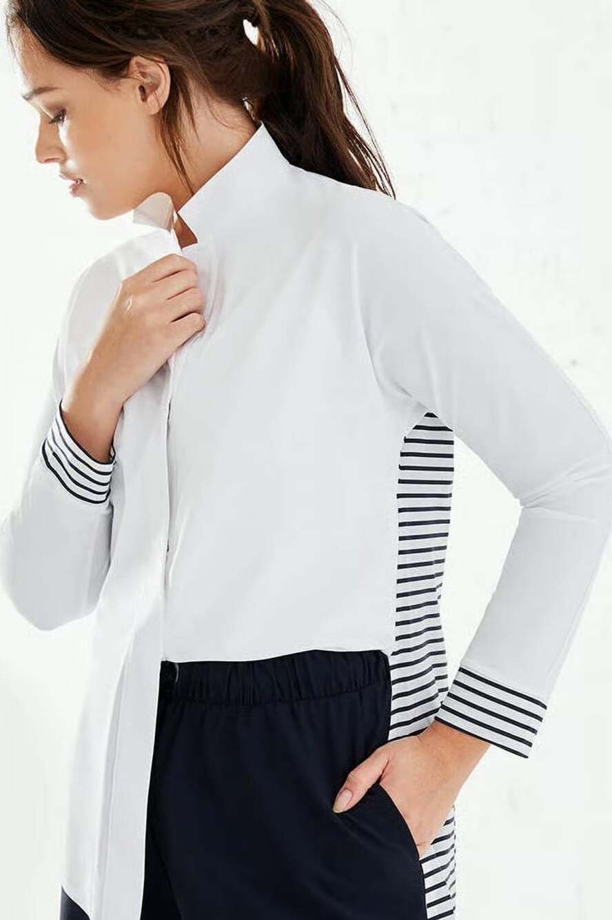 ADAY The Something Borrowed Striped Back Shirt White S
